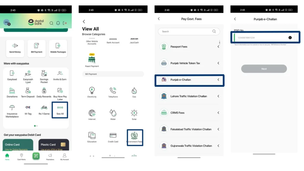 Pay e-challan online with mobile app
